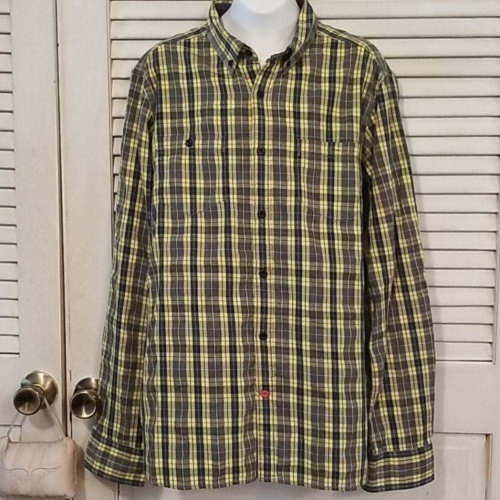 Benetton Plaid Button Down Shirt L